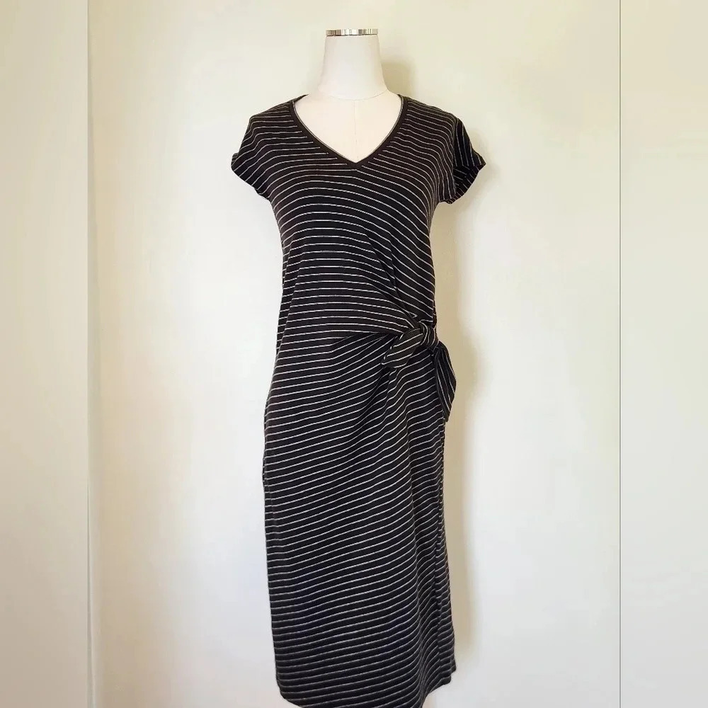 || LUCKY BRAND || cotton knit dress, striped, t shirt, casual, black/white
